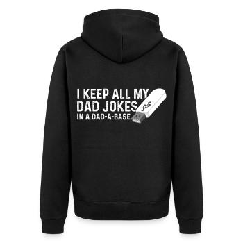 Je garde toutes les blagues de mon père dans une base de papa - Veste à capuche bio Premium Unisexe - noir - Dos - Nico (187cm)
