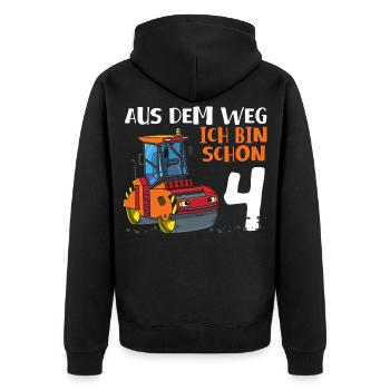 4. Geburtstag Straßenwalze Geburtstag 4 Jahre - Unisex Premium Bio Zip Hoodie - Schwarz - Hinten - Nico (187cm)