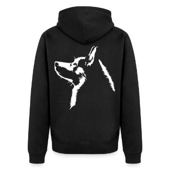 Alaskan Malamute Silhouette Dogs Dog Wilsigns - Unisex Premium Organic Zip Hoodie - black - Back - Nico (187cm)