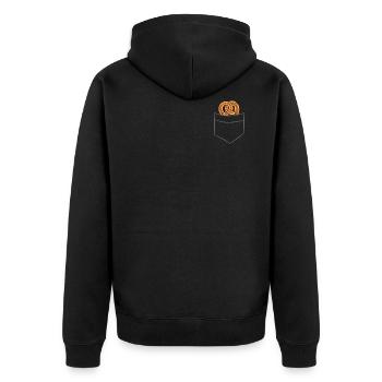 Bretzel - Dans la poche de poitrine / poche chemise - Veste à capuche bio Premium Unisexe - noir - Dos - Nico (187cm)