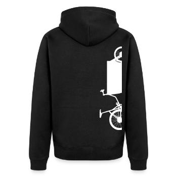 halbes Lastenrad - Unisex Premium Bio Zip Hoodie - Schwarz - Hinten - Nico (187cm)
