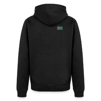 Turkmenische Flagge - Unisex Premium Bio Zip Hoodie - Schwarz - Hinten - Nico (187cm)
