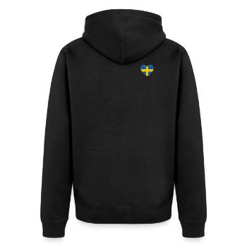 Schweden Flagge Herz - Unisex Premium Bio Zip Hoodie - Schwarz - Hinten - Nico (187cm)