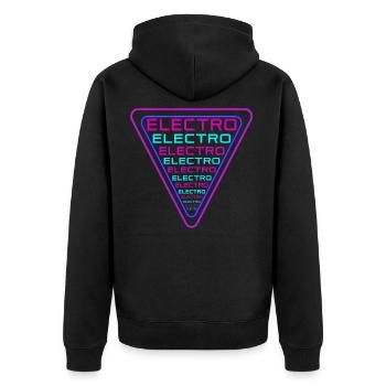 ELECTRO - Unisex Premium Bio Zip Hoodie - Schwarz - Hinten - Nico (187cm)