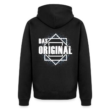 Das Original Partnershirt - Unisex Premium Bio Zip Hoodie - Schwarz - Hinten - Nico (187cm)