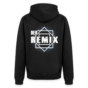 Der Remix Partnermotiv - Unisex Premium Bio Zip Hoodie - Schwarz - Hinten - Nico (187cm)