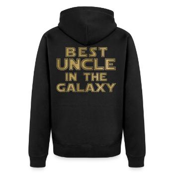 Best Uncle in the Galaxy - Unisex Premium Bio Zip Hoodie - Schwarz - Hinten - Nico (187cm)