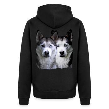 Husky Malamut Schlittenhund Rudel,hunderasse - Unisex Premium Bio Zip Hoodie - Schwarz - Hinten - Nico (187cm)