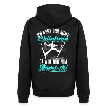 Skifahren-Apres Ski - Unisex Premium Bio Zip Hoodie - Schwarz - Hinten - Nico (187cm)
