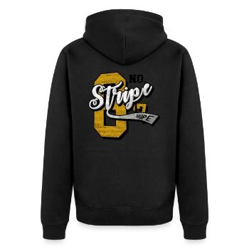 Stripe Hype - Unisex Premium Bio Zip Hoodie - Schwarz - Hinten - Nico (187cm)
