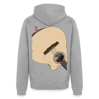Gitarre auf dem Rücken - Unisex Premium Bio Zip Hoodie - Grau meliert - Hinten - Nico (187cm)