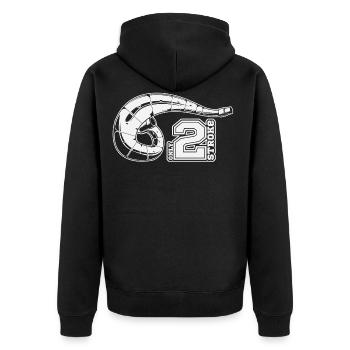 2T Rohr - Unisex Premium Bio Zip Hoodie - Schwarz - Hinten - Nico (187cm)
