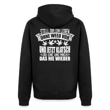WEED KIFFER KIFFEN AMSTERDAM DROGEN GRAS CANNABIS - Unisex Premium Bio Zip Hoodie - Schwarz - Hinten - Nico (187cm)