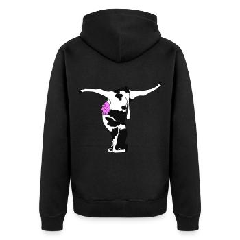 Yoga für die Kuh witzige Geschenkidee verschenken - Unisex Premium Bio Zip Hoodie - Schwarz - Hinten - Nico (187cm)