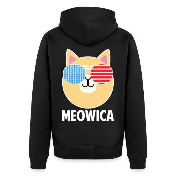 Meowica Katzen land tolle Geschenkidee - Unisex Premium Bio Zip Hoodie - Schwarz - Hinten - Nico (187cm)