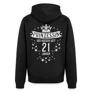 16 Prinzessin der Herzen seit 21 Jahren Geburtstag - Unisex Premium Bio Zip Hoodie - Schwarz - Hinten - Nico (187cm)