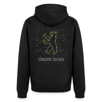 Berlin Berlin 2 - Unisex Premium Bio Zip Hoodie - Schwarz - Hinten - Nico (187cm)