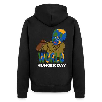 Welt hunger und Welt Nahrungstag Geschenkidee - Unisex Premium Bio Zip Hoodie - Schwarz - Hinten - Nico (187cm)