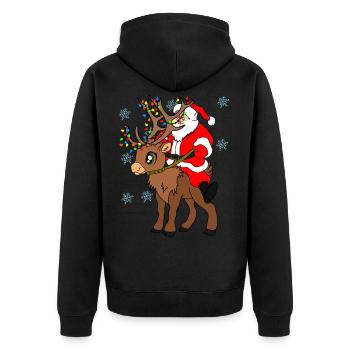 Lustiges Weihnachtsgeschenk für Glücks Erwachsene - Unisex Premium Bio Zip Hoodie - Schwarz - Hinten - Nico (187cm)