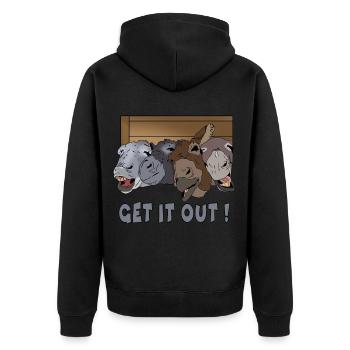 Get it out! Esel gruppe Geschenkidee für Verrückte - Unisex Premium Bio Zip Hoodie - Schwarz - Hinten - Nico (187cm)