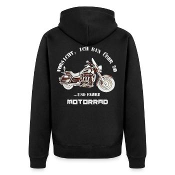 Motorrad Ü50 Rocket 3Touring - Unisex Premium Bio Zip Hoodie - Schwarz - Hinten - Nico (187cm)