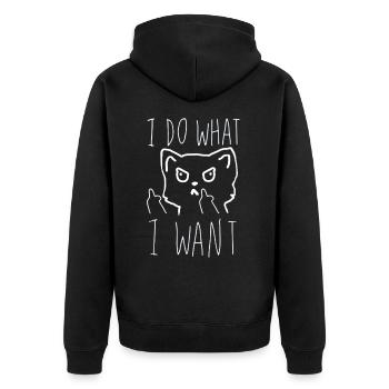 funny Cat and middle Gift idea - Veste à capuche bio Premium Unisexe - noir - Dos - Nico (187cm)