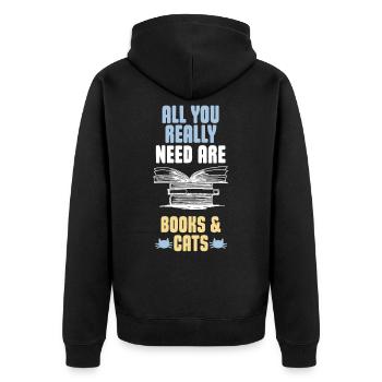 Cadeau drôle de chats et de livres - Veste à capuche bio Premium Unisexe - noir - Dos - Nico (187cm)