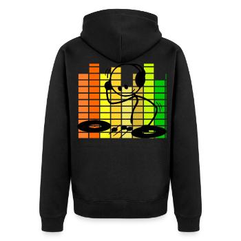 Strichmännchen DJ Equalizer - Unisex Premium Bio Zip Hoodie - Schwarz - Hinten - Nico (187cm)
