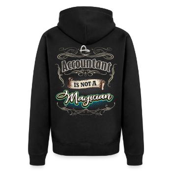 Buchhalter - Unisex Premium Bio Zip Hoodie - Schwarz - Hinten - Nico (187cm)