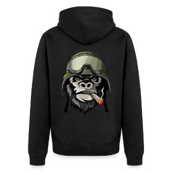 Singe Gorille soldat de cigares soldat soldat cadeau - Veste à capuche bio Premium Unisexe - noir - Dos - Nico (187cm)