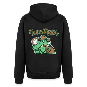 Krokodil Aligator Geschenkidee Privatdetektiv - Unisex Premium Bio Zip Hoodie - Schwarz - Hinten - Nico (187cm)