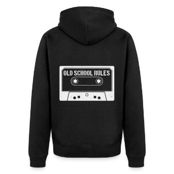 Old School - Unisex Premium Bio Zip Hoodie - Schwarz - Hinten - Nico (187cm)