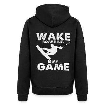 Wakeboard - Unisex Premium Bio Zip Hoodie - Schwarz - Hinten - Nico (187cm)