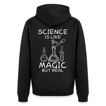 Research is magic magic chemistry student uni - Unisex Premium Organic Zip Hoodie - black - Back - Nico (187cm)