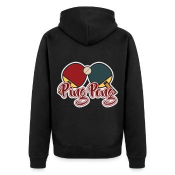 Ping-Pong - Unisex Premium Bio Zip Hoodie - Schwarz - Hinten - Nico (187cm)
