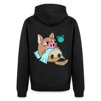 idée de cadeau chien intérieur de porc pour de nouvelles intentions - Veste à capuche bio Premium Unisexe - noir - Dos - Nico (187cm)