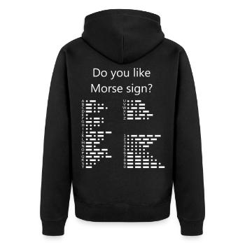Morse Alphabet with Numbers Tshirt Gift Idea - Unisex Premium Organic Zip Hoodie - black - Back - Nico (187cm)