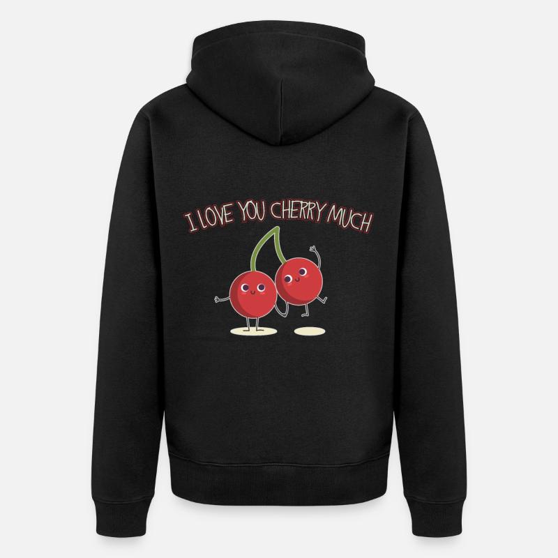 Kirsche - Unisex Premium Bio Zip Hoodie - Schwarz