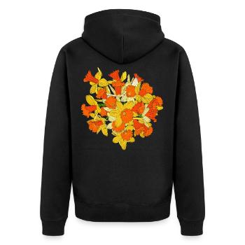 Bouquet de fleurs jonquilles - Veste à capuche bio Premium Unisexe - noir - Dos - Nico (187cm)