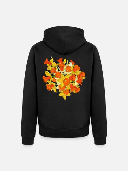 Daffodil Flower Bouquet - Unisex Premium Organic Zip Hoodie - black