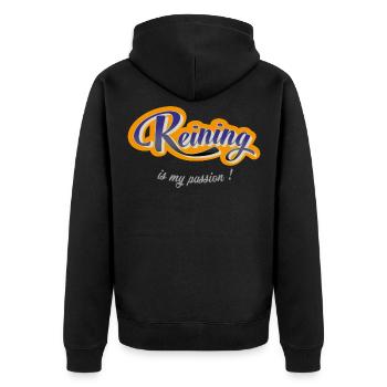 Reining is my passion - Unisex Premium Organic Zip Hoodie - black - Back - Nico (187cm)