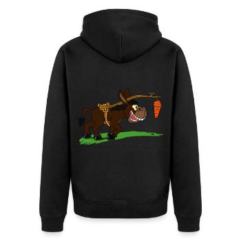 Der Esel und seine Karotte Geschenkidee für Kinder - Unisex Premium Bio Zip Hoodie - Schwarz - Hinten - Nico (187cm)