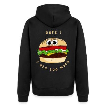 Oops I ate too much gift idea - Unisex Premium Organic Zip Hoodie - black - Back - Nico (187cm)