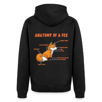 Anatomie von einem Fuchs Geschenke Füchse Rotfuchs - Unisex Premium Bio Zip Hoodie - Schwarz - Hinten - Nico (187cm)