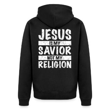 Jésus est mon sauveur et non ma religion - Veste à capuche bio Premium Unisexe - noir - Dos - Nico (187cm)
