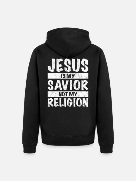 Jesus Is My Savior Not My Religion - Unisex Premium Bio Zip Hoodie - Schwarz
