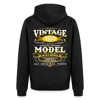 1959 - Unisex Premium Bio Zip Hoodie - Schwarz - Hinten - Nico (187cm)