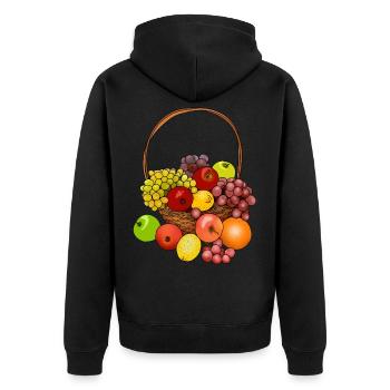 Obstkorb verschenken eine tolle Geschenkidee - Unisex Premium Bio Zip Hoodie - Schwarz - Hinten - Nico (187cm)