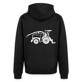 Haecksler1 WH - Unisex Premium Bio Zip Hoodie - Schwarz - Hinten - Nico (187cm)