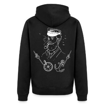 ship's captain - Unisex Premium Organic Zip Hoodie - black - Back - Nico (187cm)